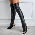 thumbnail image 2 of Fesfesfes Chelsea Boots for Teen Girls Square Toe Cut-out Shoes Over-the-knee Boots Slim Heels High Heel Sandals Outwear US:6(37), 2 of 8