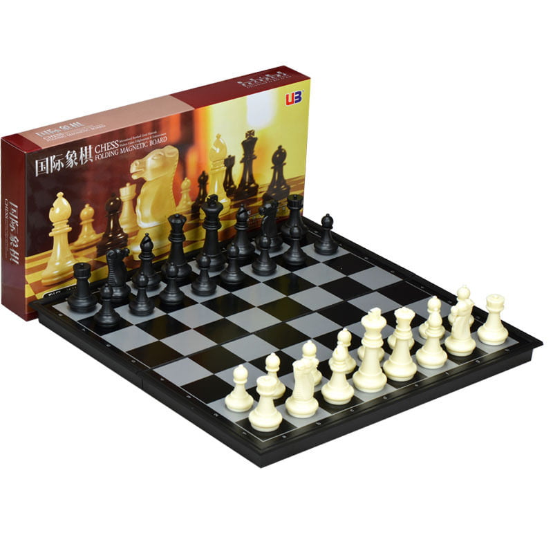 Large Chess Folding Board Magnetic Pieces Plastic Chess Tournament Learning Set 