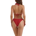thumbnail image 3 of Conjuntos de bikini de triángulo para mujer de 2 piezas con lazo en la espalda, parte inferior de triángulo, trajes de baño, color rojo grande, 3 of 5