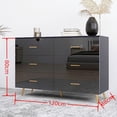 thumbnail image 2 of PORKISS 6 Drawer Dresser, Wood Storage Cabinet with Golden Handle and Golden Steel Legs Vanity for Living Room, Chest of Drawers for Bedroom, Black, 2 of 8