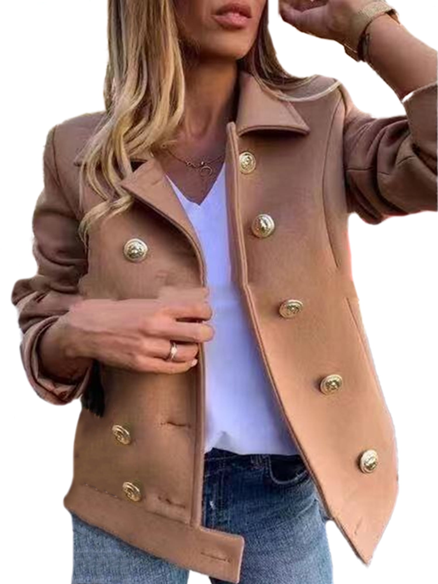 Tomatoa Top Women Coat Ladies Cardigan Coat Faux Suede Warm Jacket Zipper Up Front Outwear with Pockets Casual Jacket Overcoat Outercoat Blouse Tops