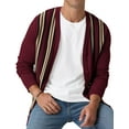 thumbnail image 3 of Iceglad Men's Vintage Striped Long Sleeve Button Down Cardigan Sweater with V Neck Knitted Sweaters, 3 of 10