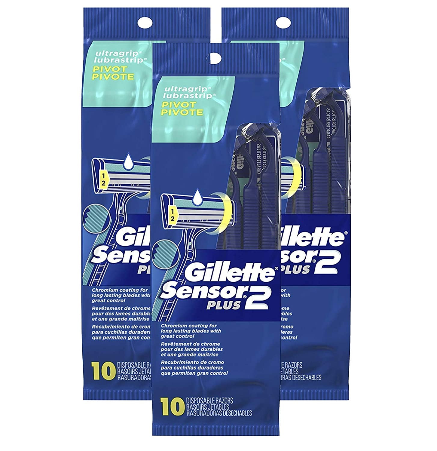 Gillette Sensor2 Plus Disposable Razors 10 ct (Pack of 3)