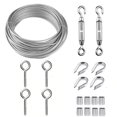 thumbnail image 1 of Kit para colgar cuerda de acero inoxidable, cuerda de acero inoxidable recubierta de 15m/2mm, con tensor M5 y gancho para ojo, cuerda de acero de 2mm y tensor para plantas trepadoras, tendederos,, 1 of 5