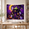 thumbnail image 5 of White Cats Around a Cauldron House Under Crescent Moon, Whimsical Fantasy for Witchcraft Fans, Potion Bottle Art, Halloween Gift, Tapestry Wall Hanging for Bedroom and Dorm, 5 of 6