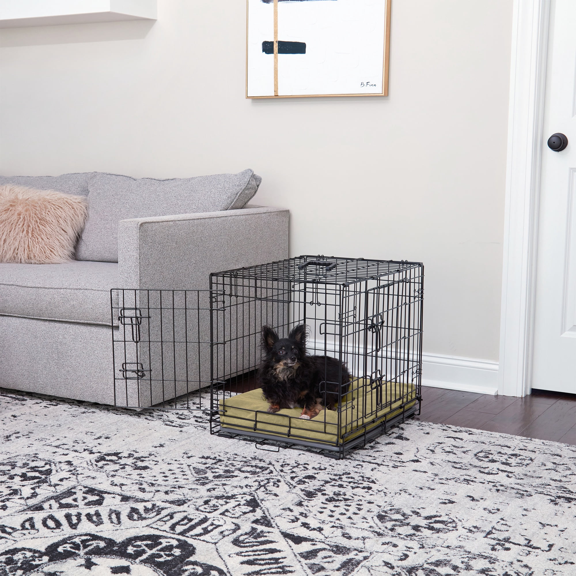 Happy Hounds Cooper Deluxe Reversible Crate Pad, Moss, Extra Small (24" x 18")
