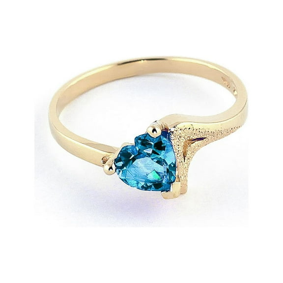 Galaxy Gold 14k Solid Gold Blue Topaz Heart Ring - Size 7