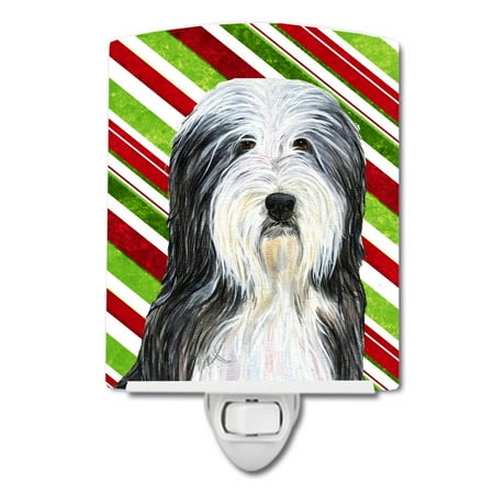

Caroline s Treasures SS4566CNL Bearded Collie Candy Cane Holiday Christmas Ceramic Night Light 6x4x3 multicolor