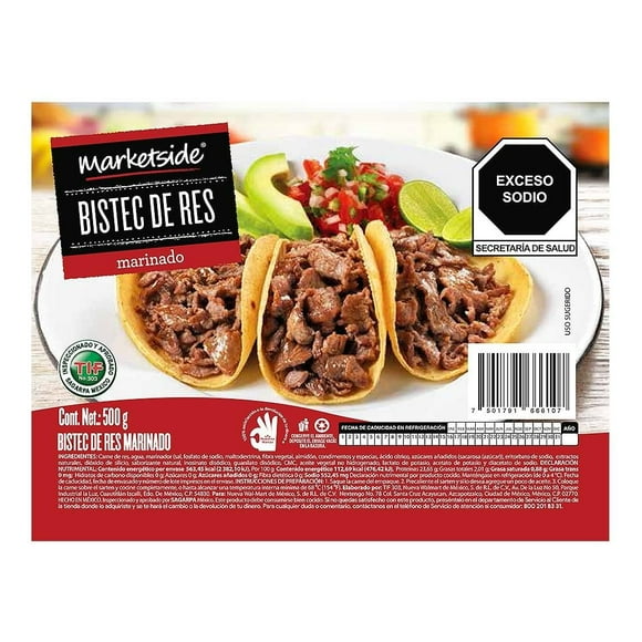 Bistec de res Marketside marinado 500 g