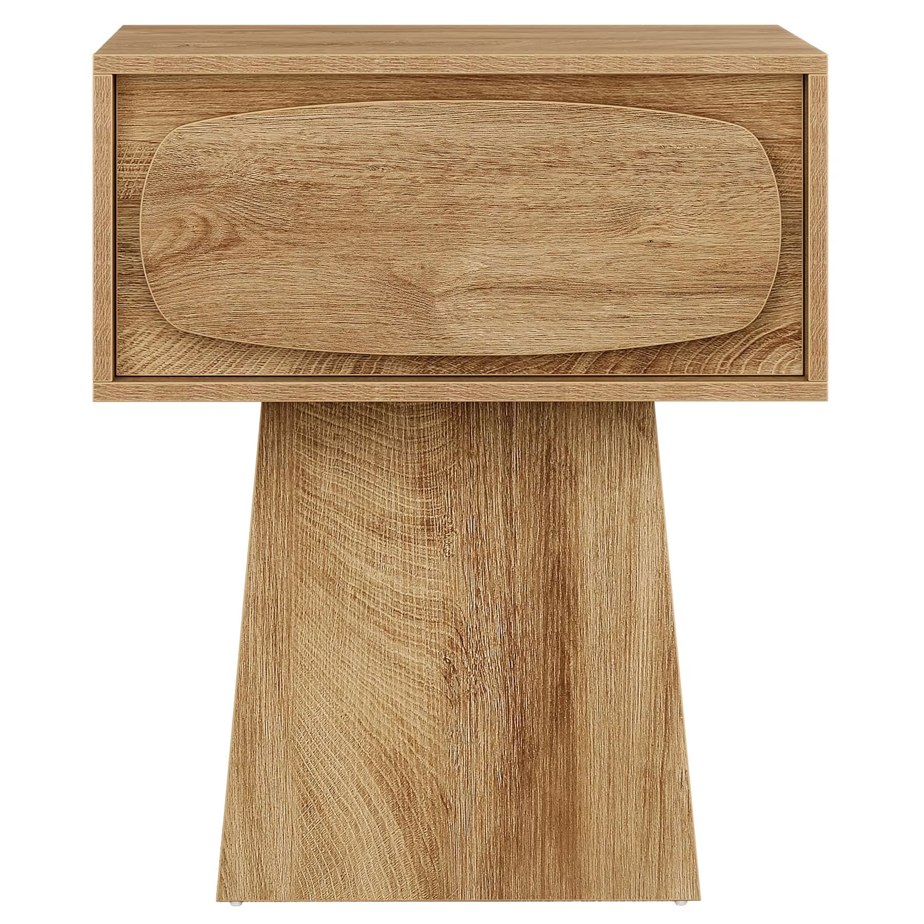 MAYEERTY End Table with Storage Drawer, Modern Wooden Side Table with Curved Handle, Compact Table for Living Room, Bedroom, Small Spaces