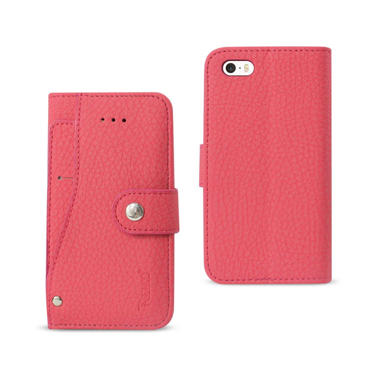 Iphone Se Wallet Case With Slide Out Pocket And Fold Stand In Hot Pink