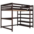 thumbnail image 6 of Harper & Bright Designs Full Size Rubber Wooden Loft Bed with Storage Shelves and Under-Bed Desk for Teens Adult, Espresso, 6 of 13