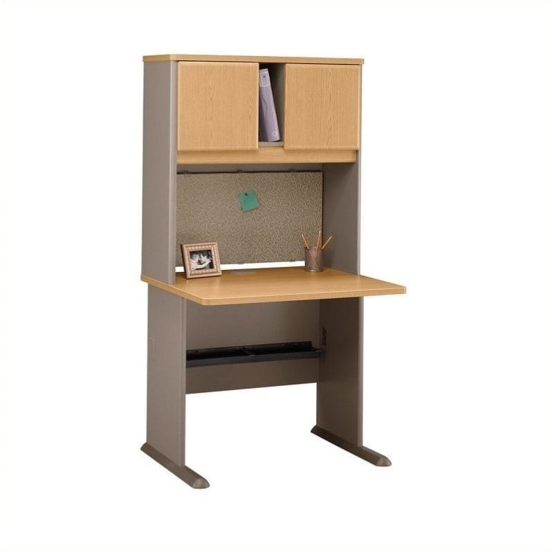 Bush Business Series A 36 Wood Computer Desk With Hutch In Light Wood Computer Desk With Hutch In Light