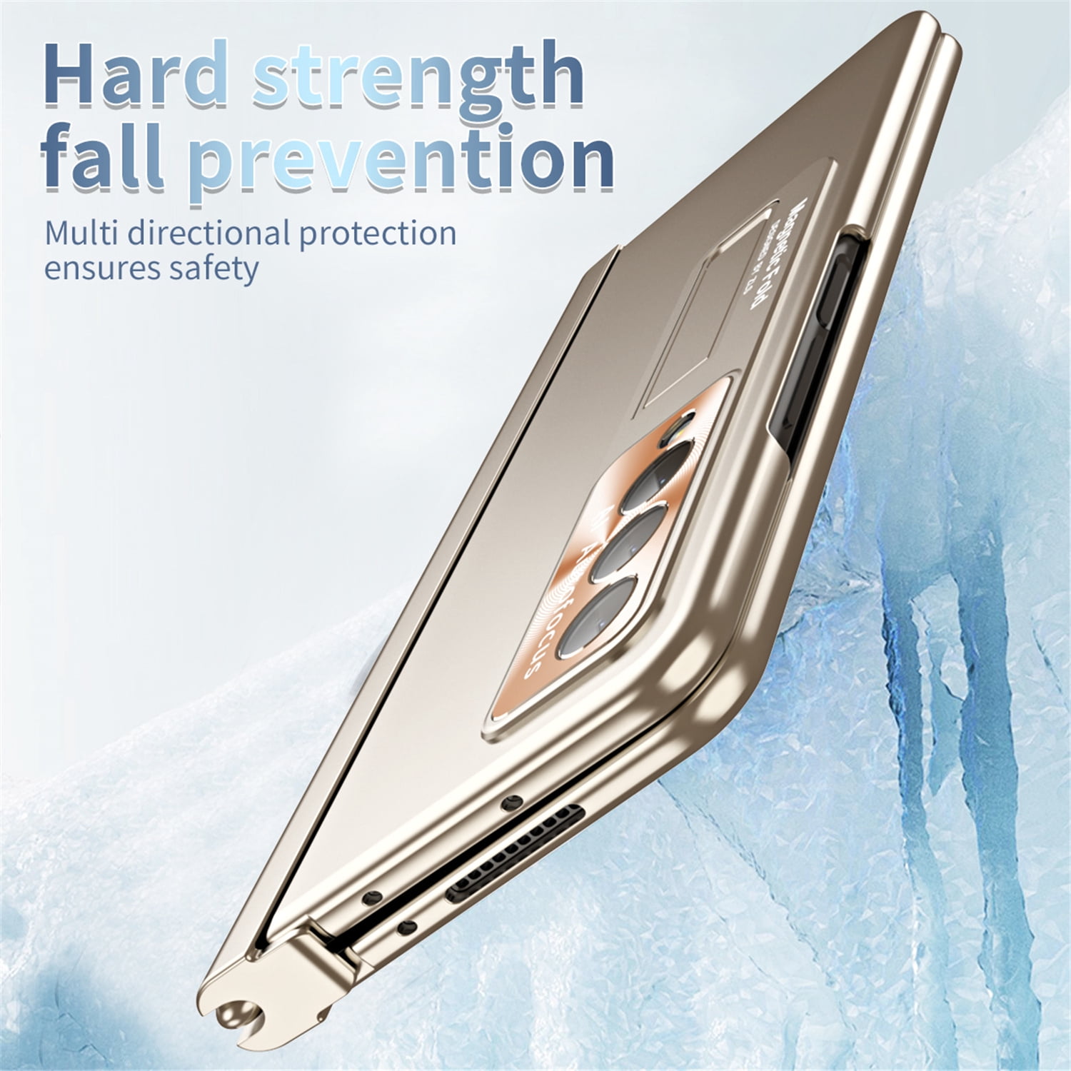 Allytech for Samsung Galaxy Z Fold 4 Case with S Pen Holder, [Come with S Pen Fold Edition] Drop Proof Kickstand All-inclusive Plating Folding Phone Case Cover for Samsung Z Fold 4 5G 2022, Gold