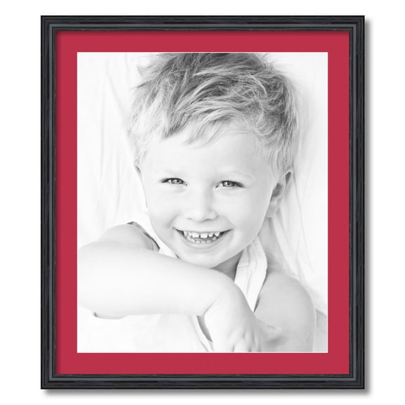 ArtToFrames 24x28 Matted Picture Frame with 20x24 Single Mat Photo Opening Framed in 1.25 Black Stain on Solid Red Oak and 2 Rouge Mat (FWM-4083-24x28)