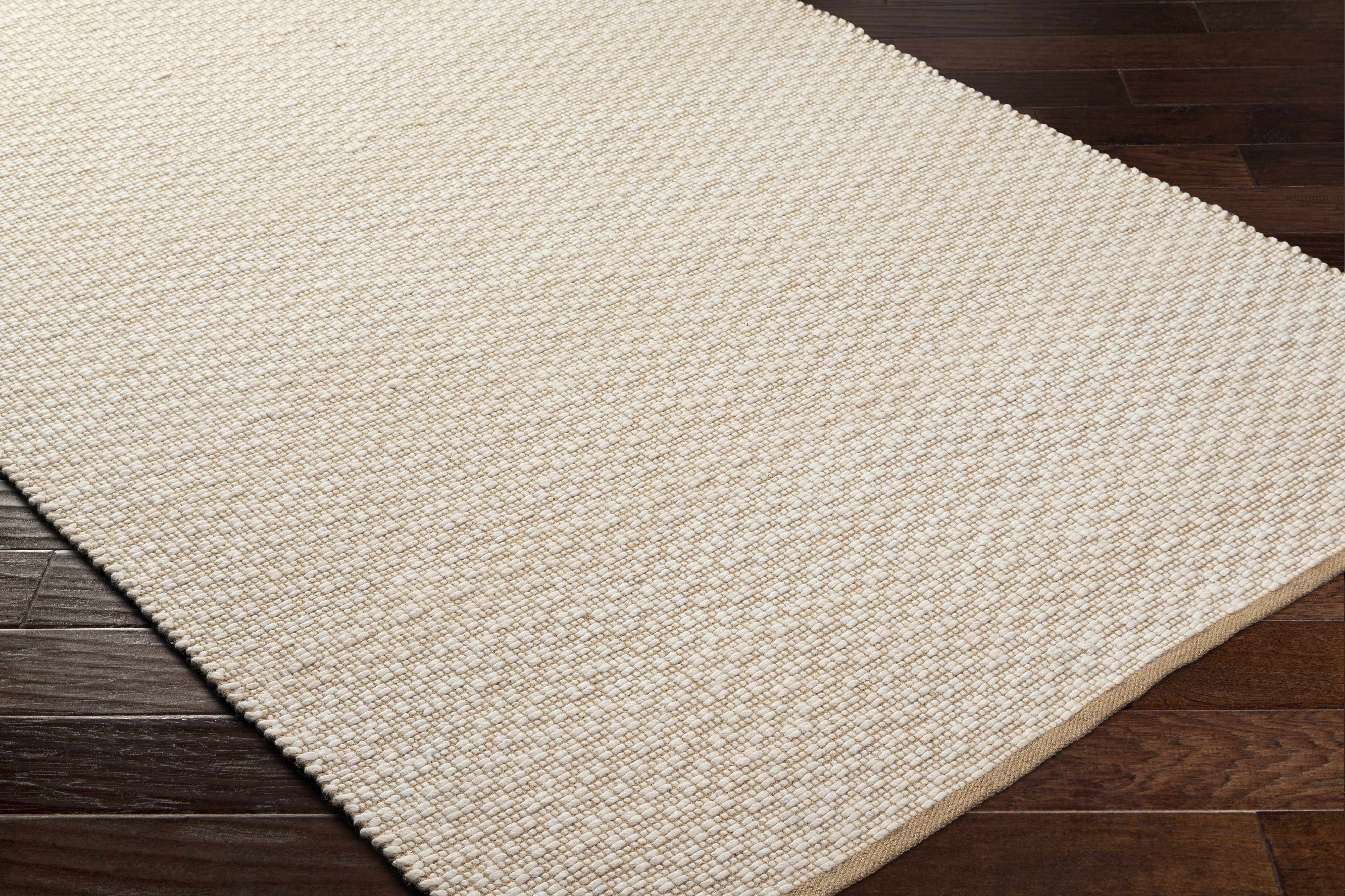 Hauteloom Inoke Boho Hand Woven Natural Fiber Wool Soft Area Rug - Farmhouse Minimalist Geometric Dotted Carpet - Cream, Beige, Ivory - 5' x 7'6"