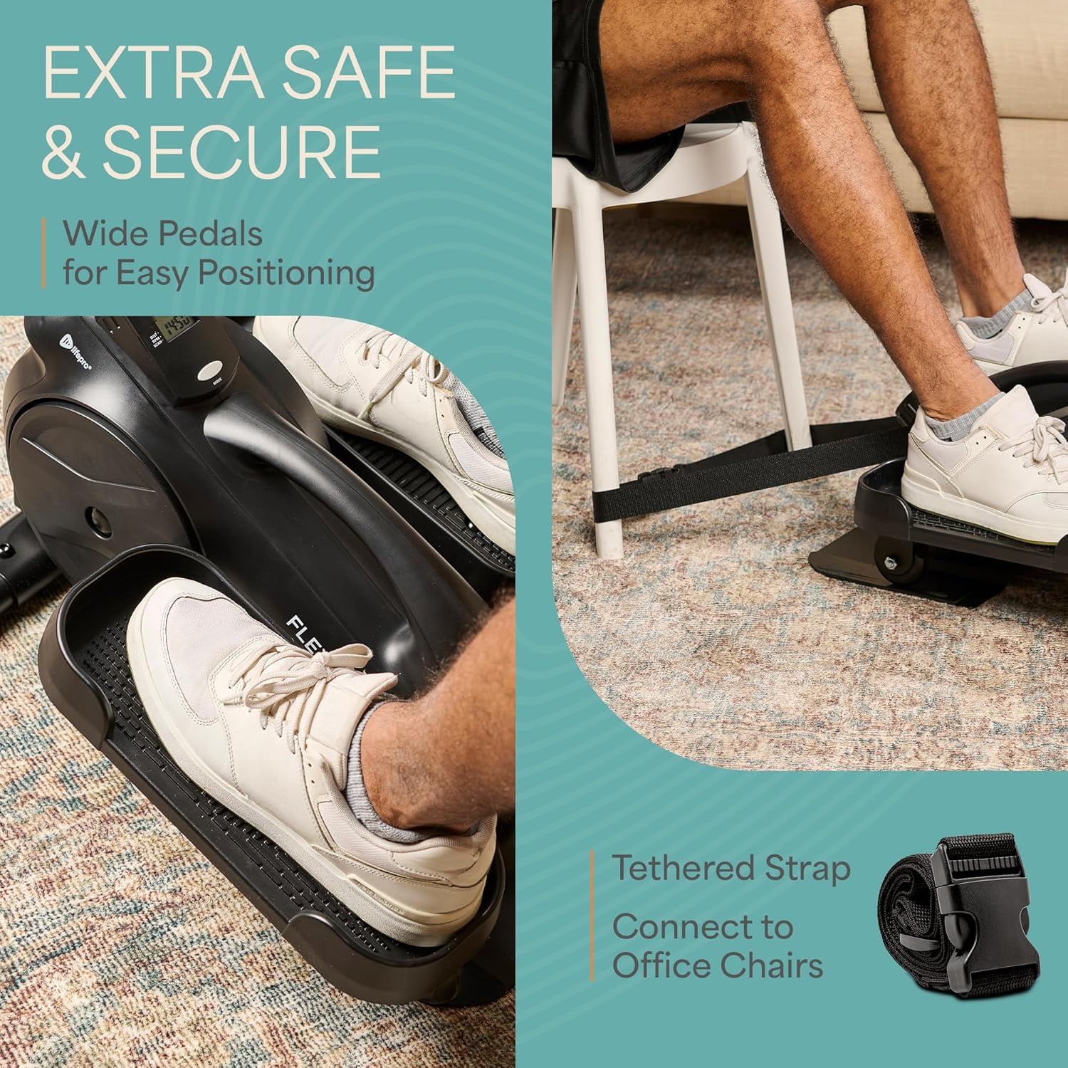 LifePro Under Desk Elliptical Machine with or without Red Light – Portable Leg Pedal Exerciser for Home & Office, Quiet Seated Exercise Machine for Seniors & Adults - Black