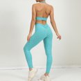 thumbnail image 1 of Traje de ejercicio de fitness para yoga con cintura en V y bolsillos laterales en la cadera con tirantes ajustables tipo halter, 1 of 6
