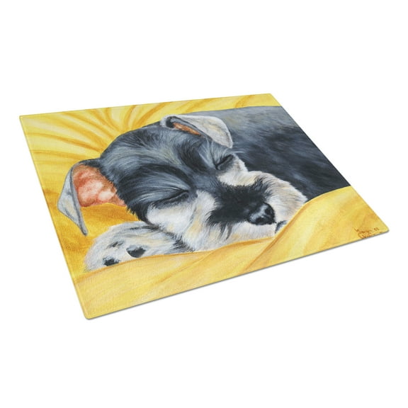 Carolines Treasures AMB1161LCB Snoozing Schnauzer Glass Cutting Board Large, 12H x 16W, multicolor