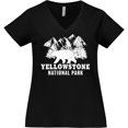 thumbnail image 3 of Inktastic Yellowstone National Park with Bear Mountains and Trees Women's Plus Size V-Neck T-Shirt, 3 of 5