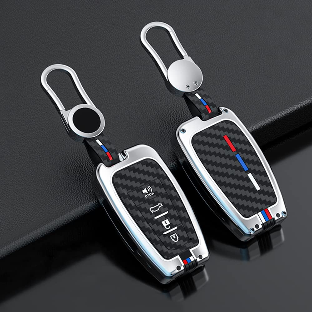 Zinc Alloy Smart Remote Key Fob Cover Compatible for Toyota Camry RAV4 Highlander Avalon C-HR Prius Corolla GT86 2018-2022 Case Protector 4 Buttons