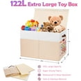 thumbnail image 2 of Large Toy Storage Box with Lid, Collapsible Sturdy Toys Storage Organizer Chest Bin Basket with Divider for Kids, Boys, Girls, Closet, Playroom, Bedroom, Nursery, 26"x17"x17" (Beige and White), 2 of 16