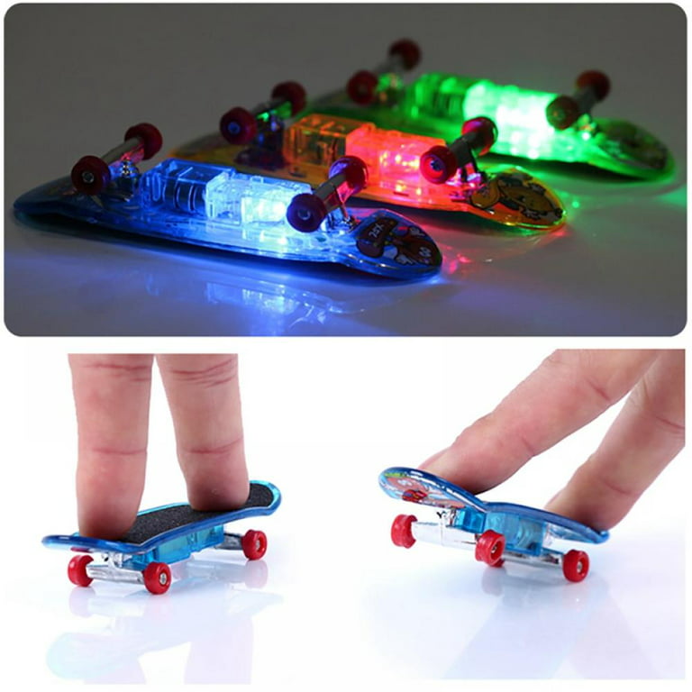 2Pcs Mini Finger Skateboard Toy for Kids Teen,Lighting Finger
