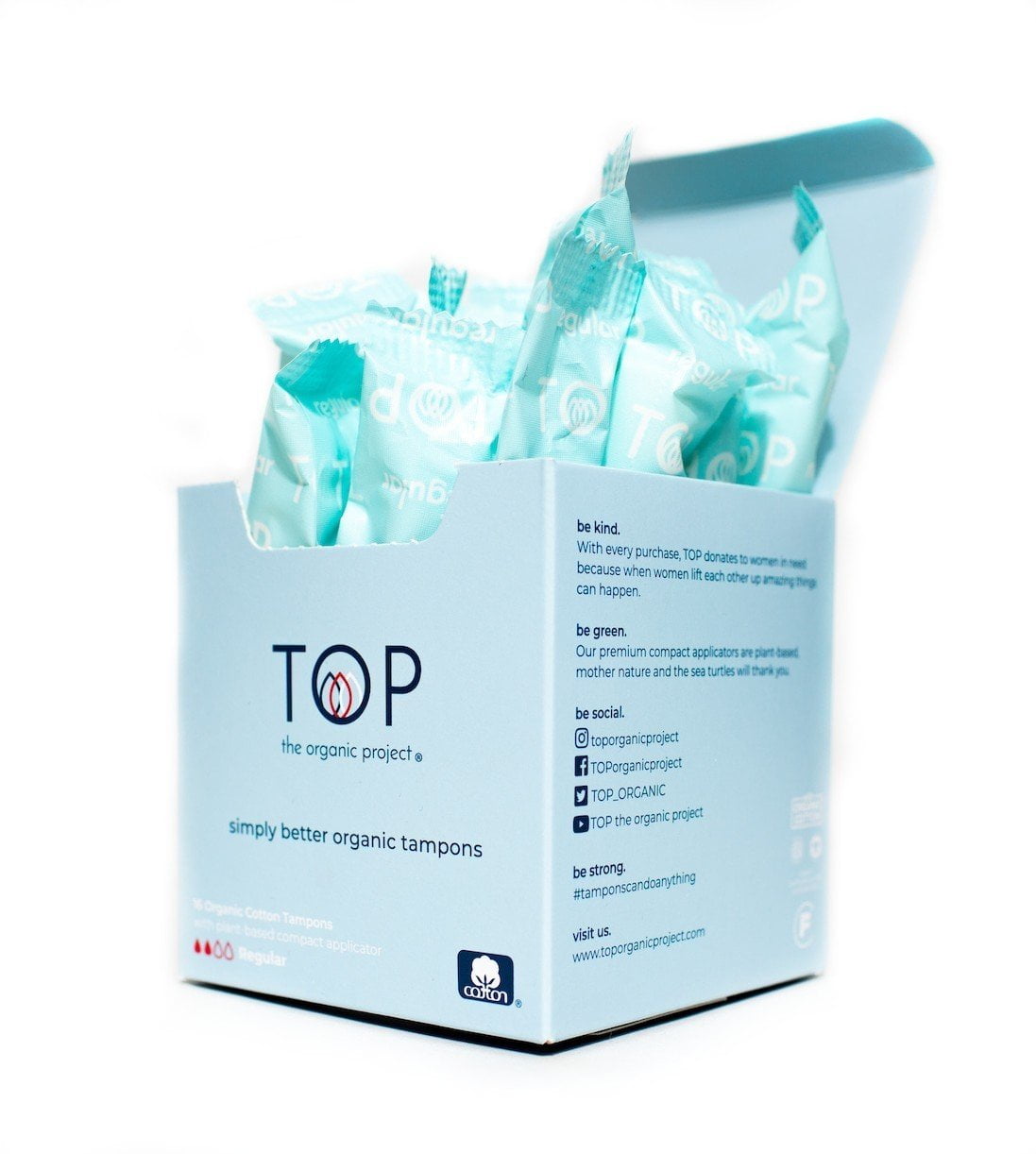 TOP Organic Cotton Tampons Plant Based Applicator Regular