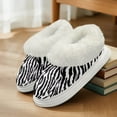 thumbnail image 3 of Psesaysky Zebra Print Slippers for Women Indoor Non-Slip, Fuzzy Slipper with Thick Sole, Winter Warm House Shoes, Cozy Gifts for Women, Size 7-8, 3 of 7