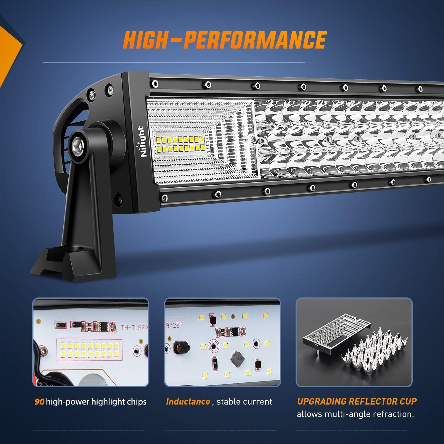 Nilight LED Light Bar 22" 270W Flood Spot Combo Triple Row Driving Lamp Roof Bumper Off Road LED Work Lights Pods for Van Camper Wagon Car Pickup Golf Cart ATV UTV SUV Truck Boat