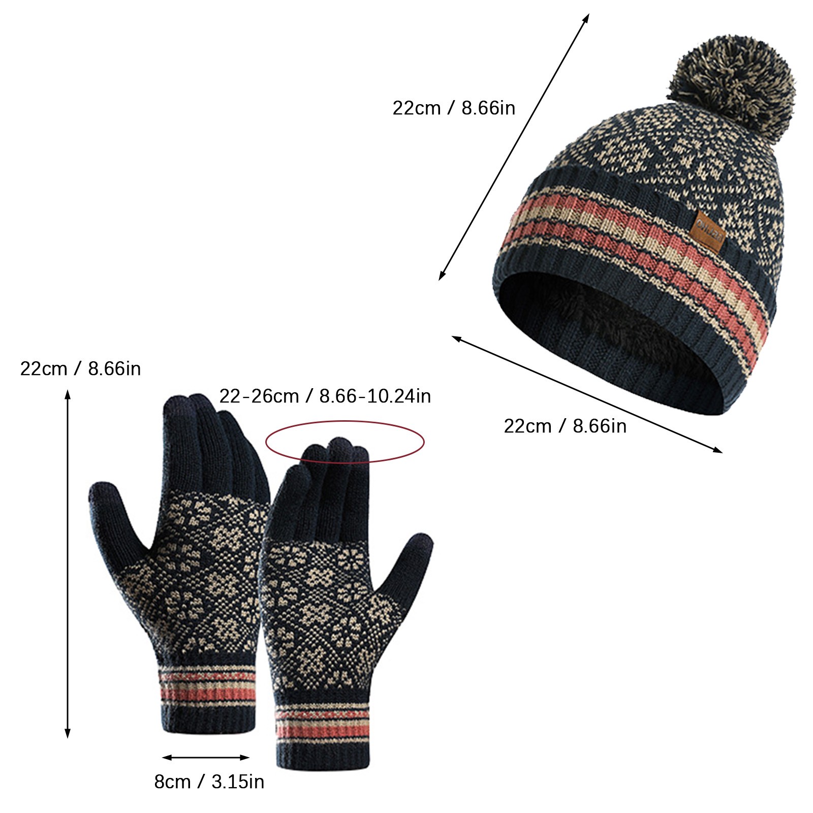 Winter Hat Gloves Scarf Headband Set Fleece Knit Pom Pom Beanie Pom Pom Hat Lined With Fleece Mittens Infinity Scarf Set  main image 2