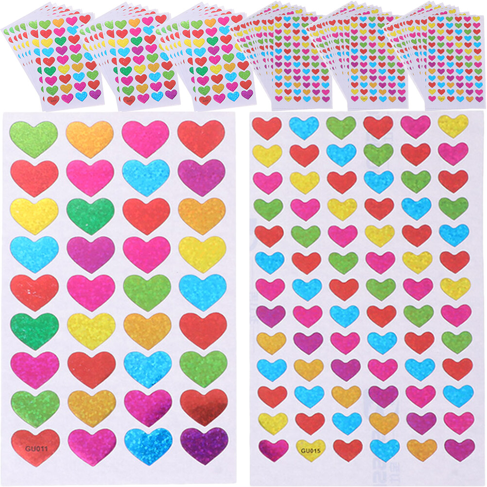 60 Sheets of Colorful Stickers Heart Scrapbooking Sticker Heart Laptop