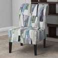 thumbnail image 5 of Wooden Armless Accent Chair with Patterned Fabric Upholstery  Multicolor, 5 of 5
