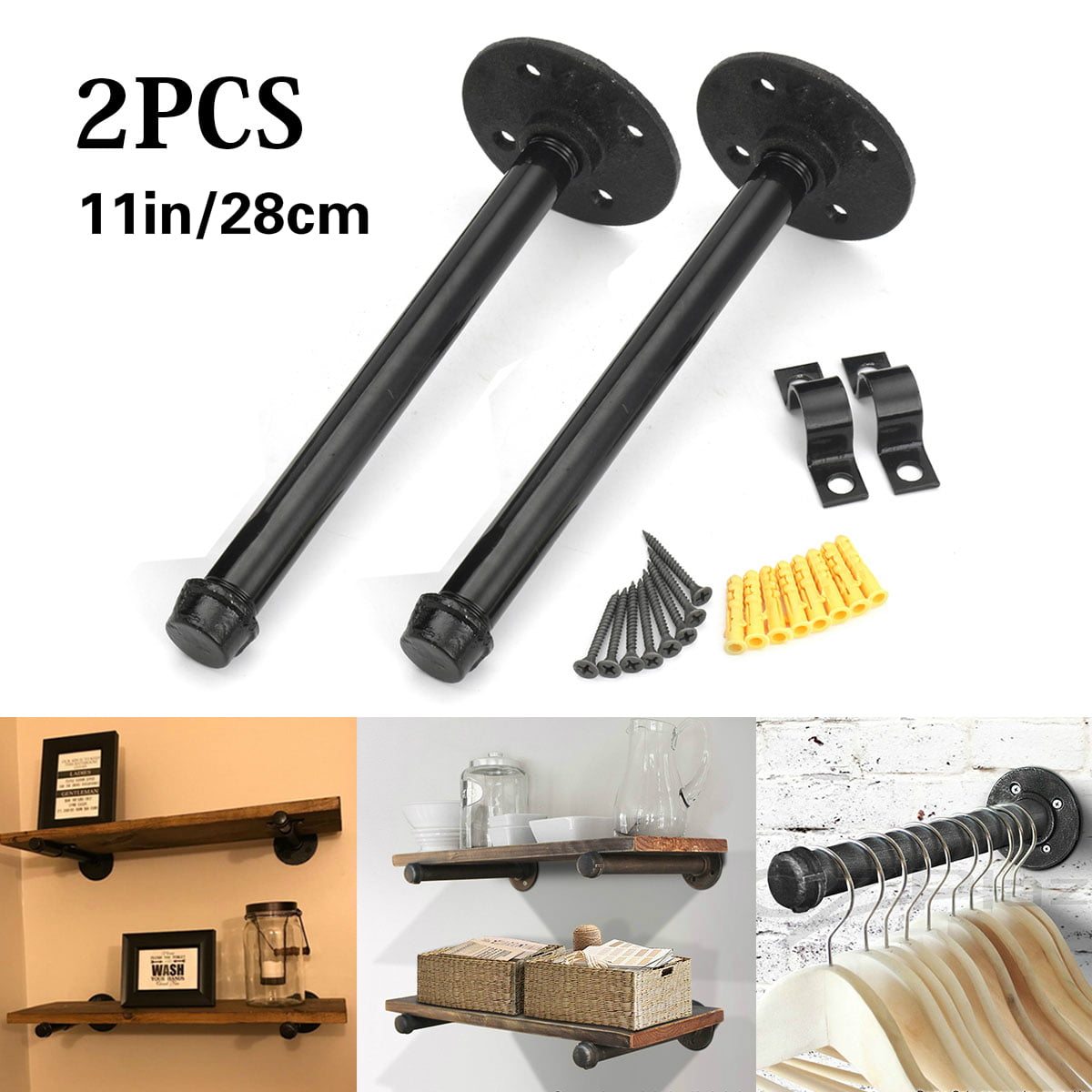 2 Pack 5.5"x4" Lip Shelf Brackets Angle Metal Shelve Modern Industrial Iron 
