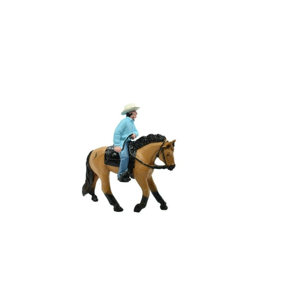 Horse, Buckskin and Cowboy, Rider Plastic Toy Animal, Realistic Figure, Farm Model, Barnyard Replica, Kids Educational Gift 2 1/2" F7021 B97