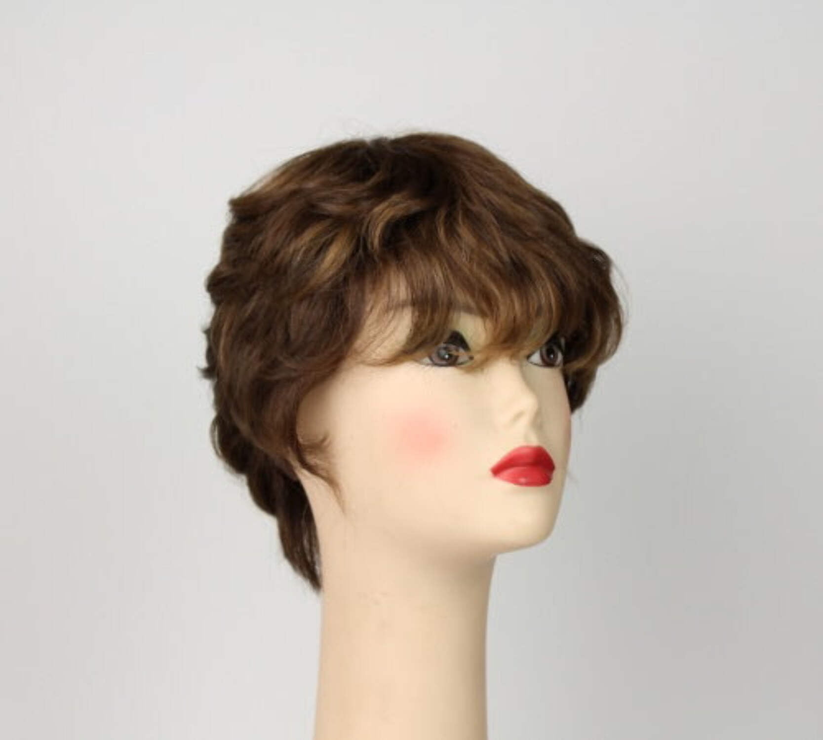 European Human Hair Freeda Wig Linda Light Brown With Blonde Highlights Size S