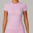 thumbnail image 6 of AKOEE Workout Tops for Women Slim Fit Short Sleeve Yoga T-shirts High Crew Neck Athletic Running Gym Tees (L, Pink), 6 of 6