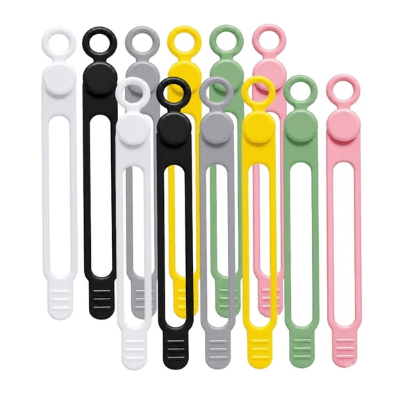Silicone Cable Organiser Straps, Reusable Elastic Cable Ties for USB Cables, Phone Chargers, Earphones & Wires, Multi-Colour Cord Management Wraps for Home Office Travel