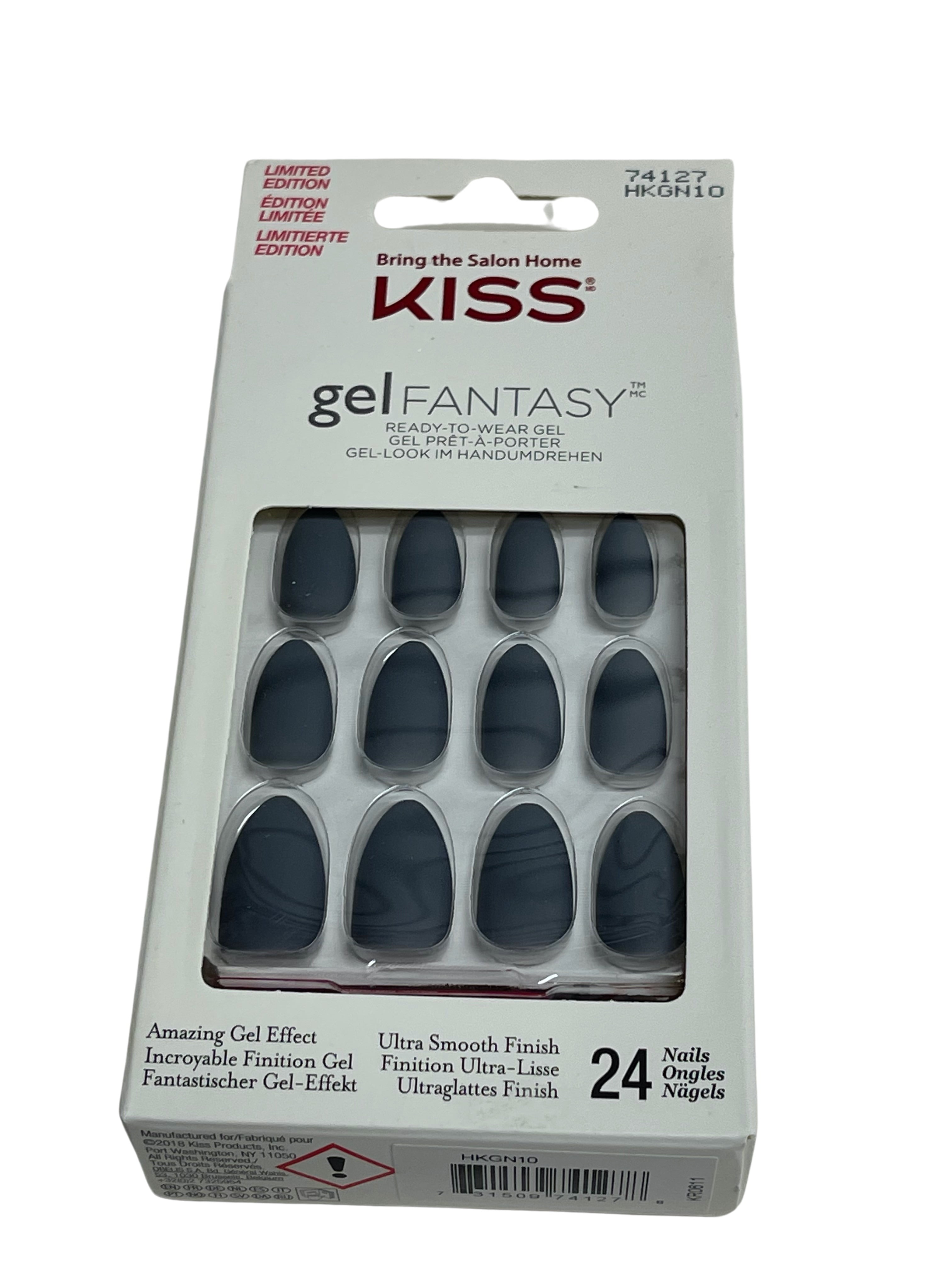 Kiss Limited Edition Gel Fantasy Nails - Matte Gray, Almond - HKGN10