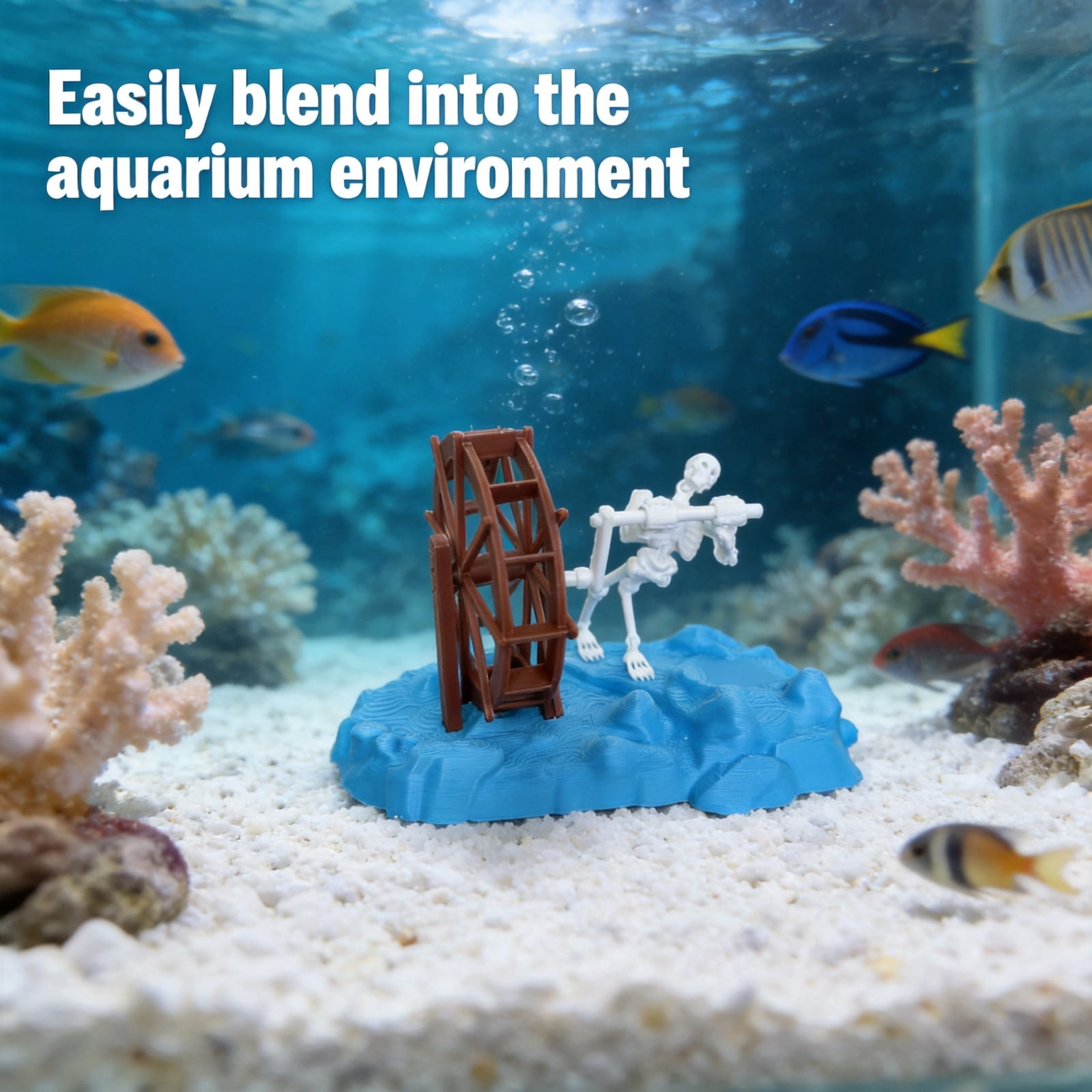 Dynamic Skeleton Bubbler Aquarium Decor, Air Driven Fish Tank Skeleton Ornament, Underwater Air Bubbler Decoration for Fish Tank Aquarium