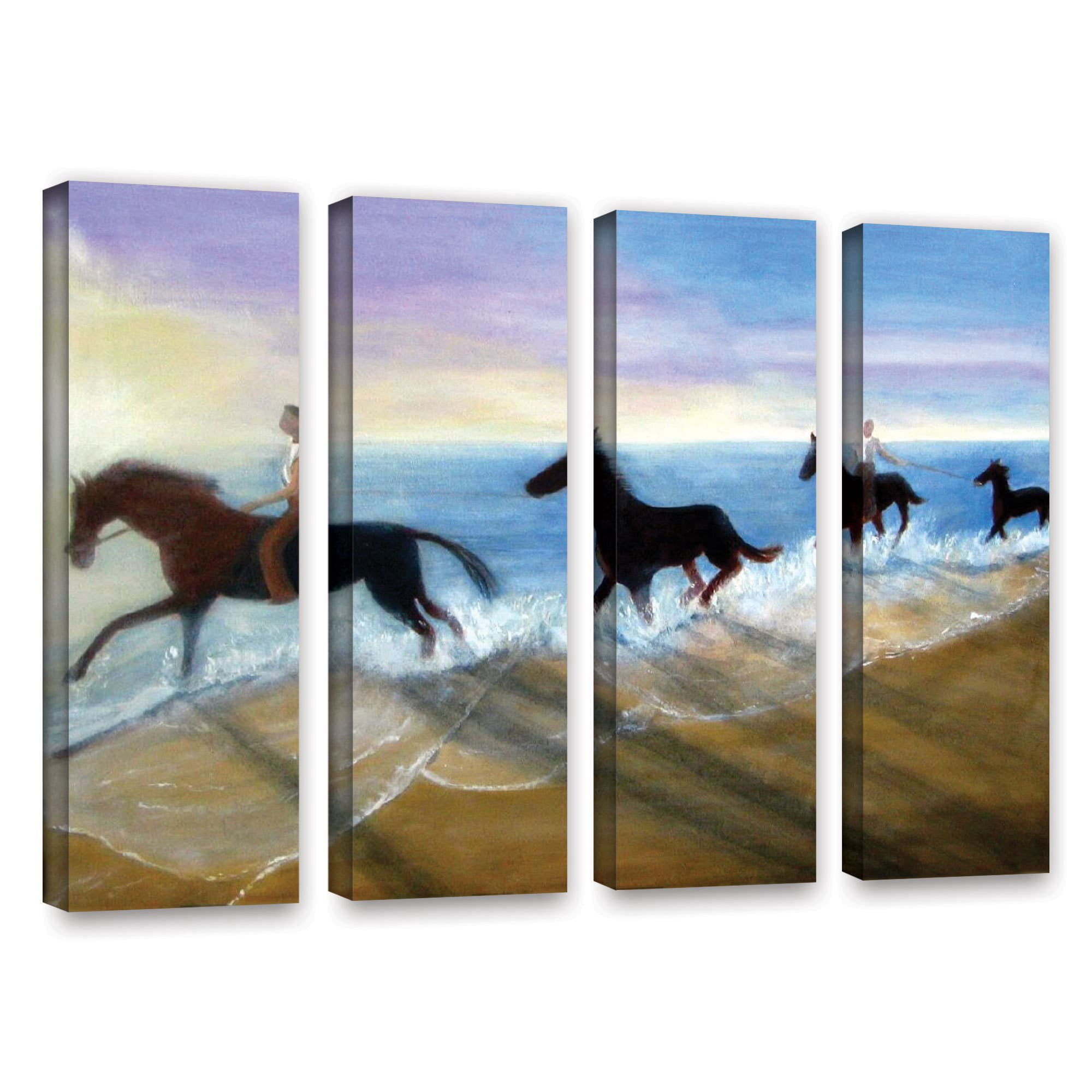 ArtWall Lindsey Janich "Horses on the Beach Painting" 4-Piece Gallery-Wrapped Canvas Set