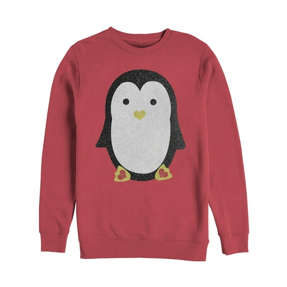 Women's Lost Gods Penguin Heart Feet Sweatshirt Red X Large