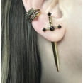 thumbnail image 2 of HAHDAXIA Gothic Sword Earrings Rhinestone Dagger Earrings Black Retro Sword Screw Earrings Cubic Zirconia Punk Sword Earrings Front Back Stud Earrings for Women Girl, 2 of 7