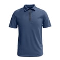thumbnail image 5 of hoksml Men's Soft Stretch Fabric Blend Waffle Knit Half Zip Collared Short Sleeve Shirt, Solid Casual Summer Golf Daily Top, 5 of 5