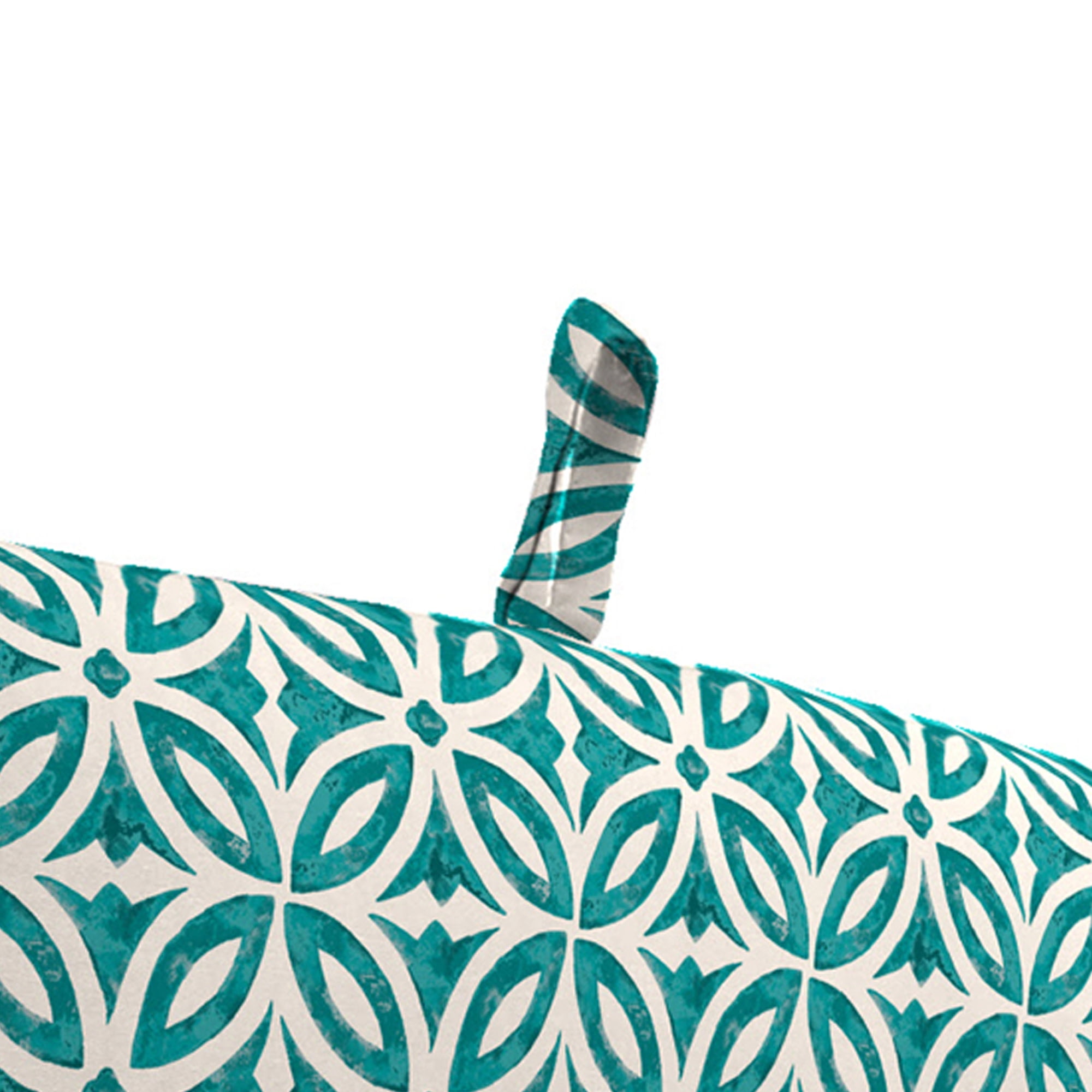 Jordan Manufacturing 44" x 22" Mimala Celestial Teal Geometric Rectangular Outdoor Chair Cushion with Ties and Hanger Loop