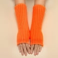 thumbnail image 2 of Kcodviy Women Autumn and Winter Women Gloves Solid Color Multicolor Wool Gloves Mittens Women Long Striped Knit Half Mittens for Women Cold Weather Heated Winter Finger Gloves, 2 of 8