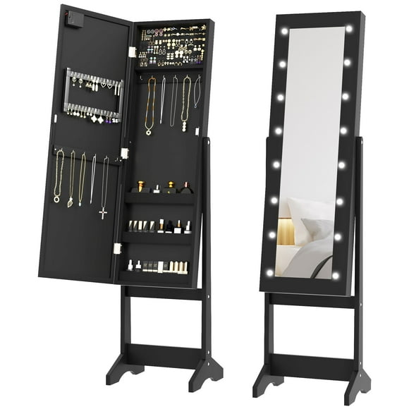 HOMCOM Lighted Mirrored Angle Adjustable w/16 LED Lights