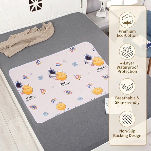 Protector de colchón impermeable de fibra natural – Protector transpirable para incontinencia con base antideslizante para protección de cama – Protector de cama reutilizable a prueba de fugas pa