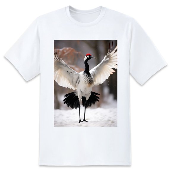 Basic Oversize Tees For WomenCrane Loose Boyfriend Shirts Casual Blouse round neck