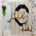 thumbnail image 3 of Japanese Style Small Stall Shower Curtain, Waterproof Shower Curtains for Bathroom, Grey Farmhouse Owl Birds Branches Washable Fabric Cloth Bath Curtain for Bathtub Decoration with Hooks 36x78 Inches, 3 of 9